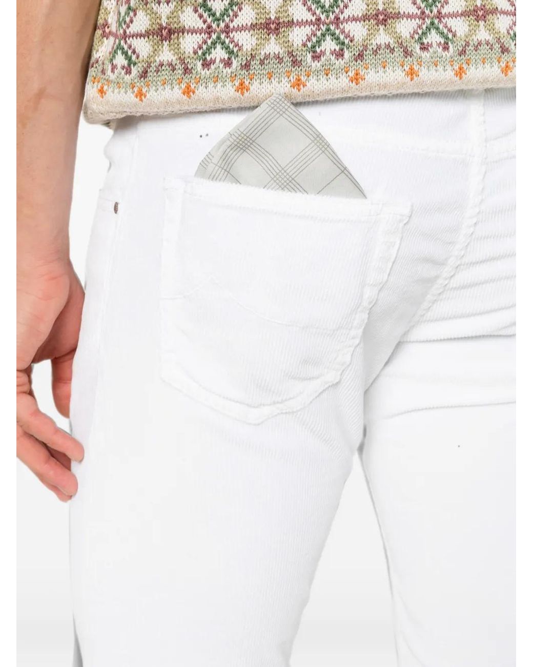 Jacob Cohen White Nick Corduroy Slim-Fit Trousers for men