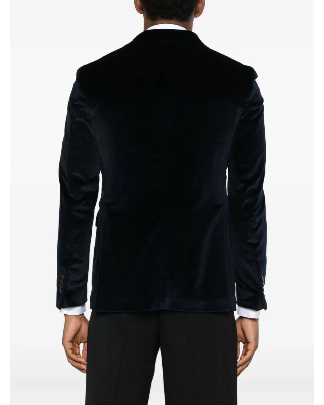 Tagliatore Black Single-Breasted Velvet-Texture Cotton Blazer for men