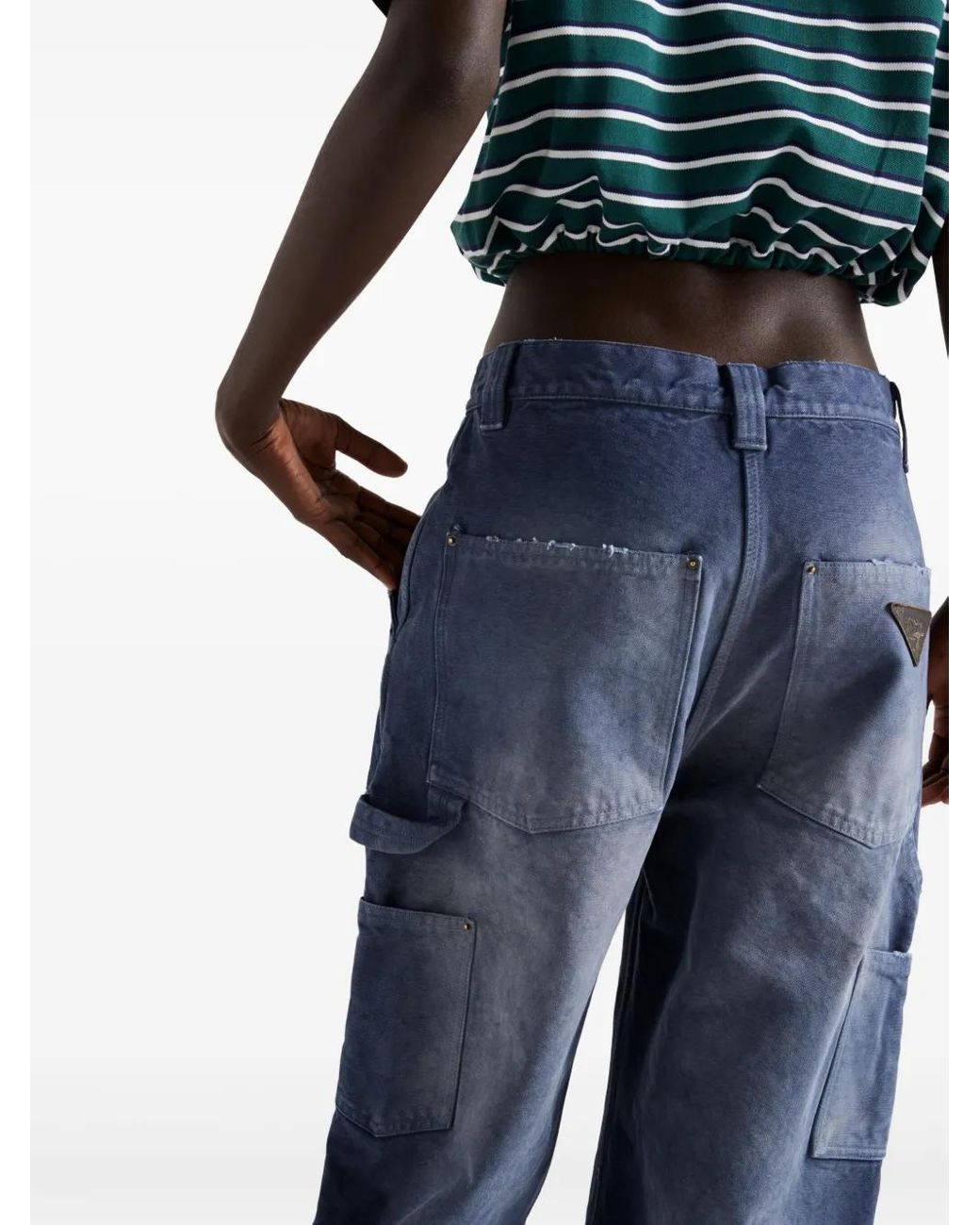 Prada Blue Canvas Cargo Pants