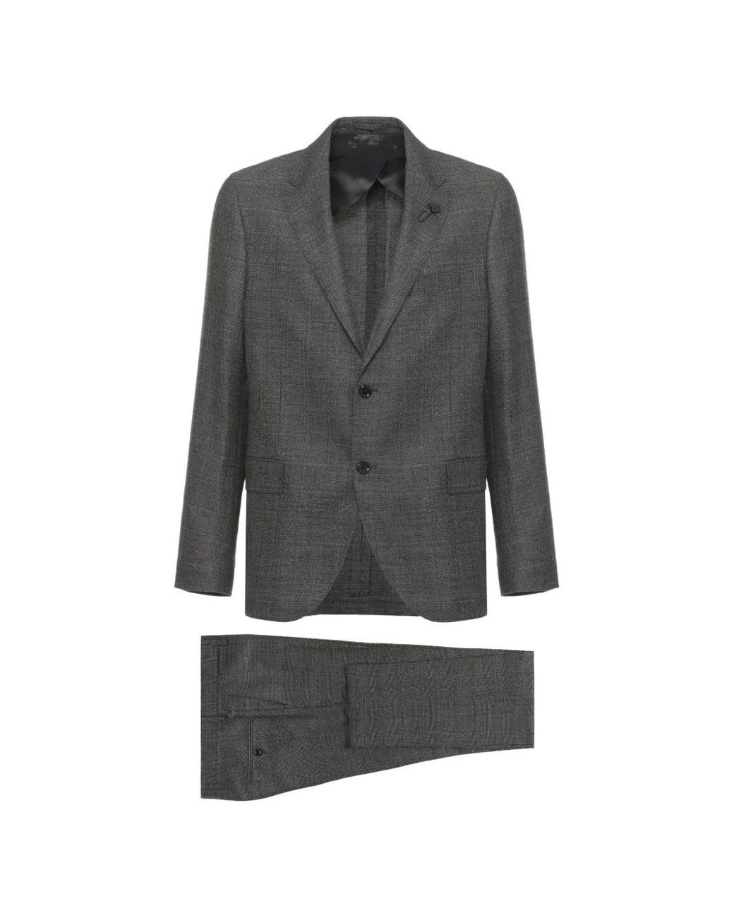 Lardini Gray Check-Pattern Virgin Wool Suit for men