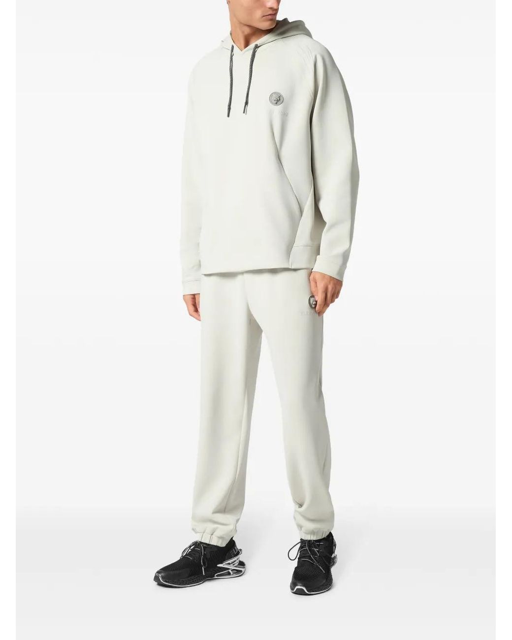 Philipp Plein White Logo-Patch Hoodie for men