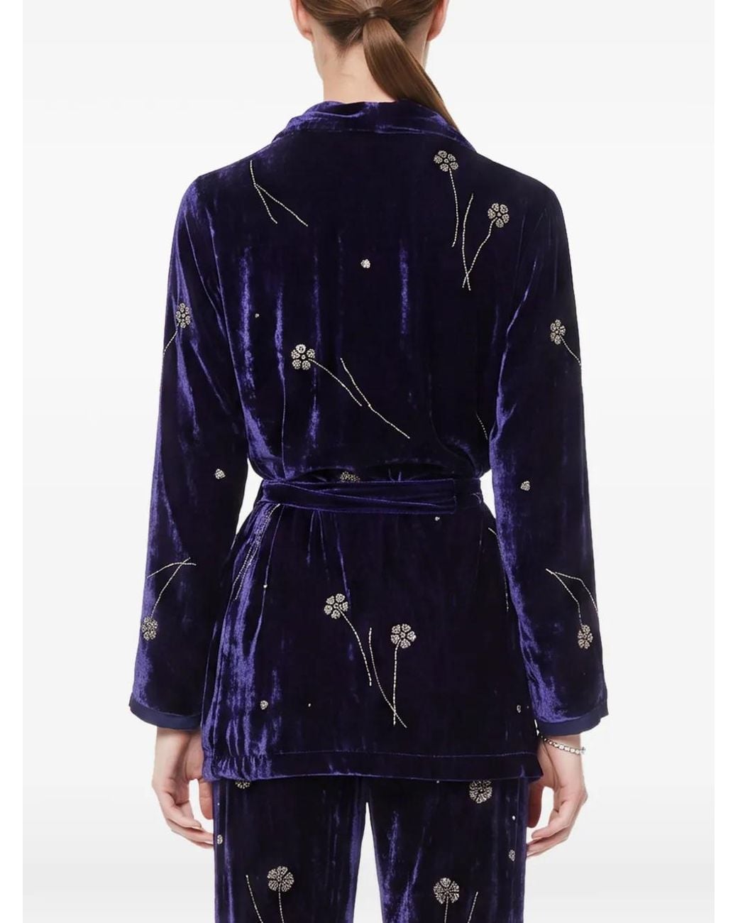 Forte_forte Blue Fleurs D' Orient Belted Jacket