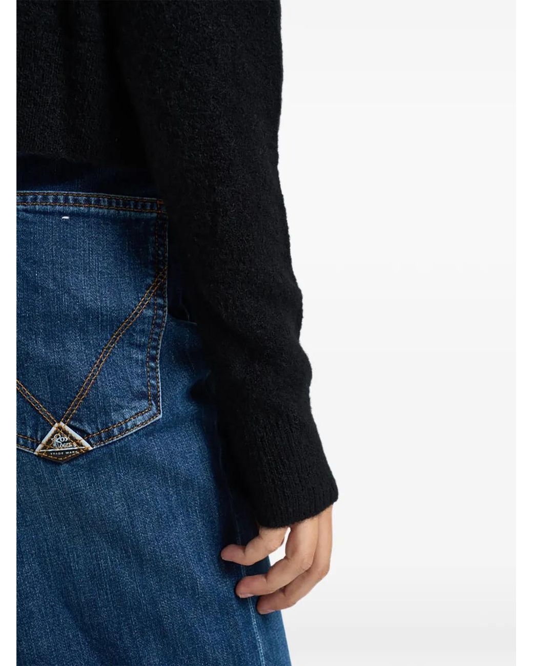 Patrizia Pepe Black Spread-Collar V-Neck Sweater