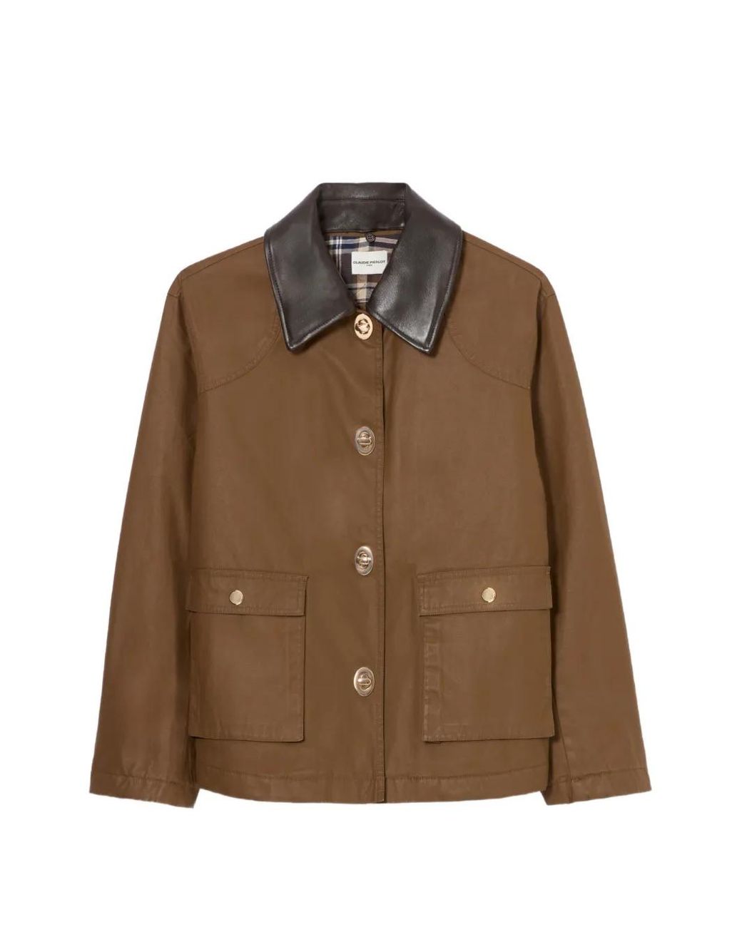 Claudie Pierlot Brown Parka Courte À Effet Ciré
