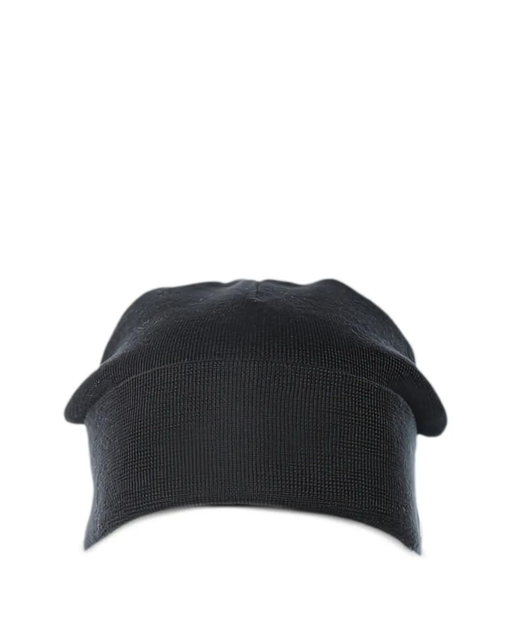 ARMANI EXCHANGE Black Fine-Knit Turn-Up Beanie Hat for men