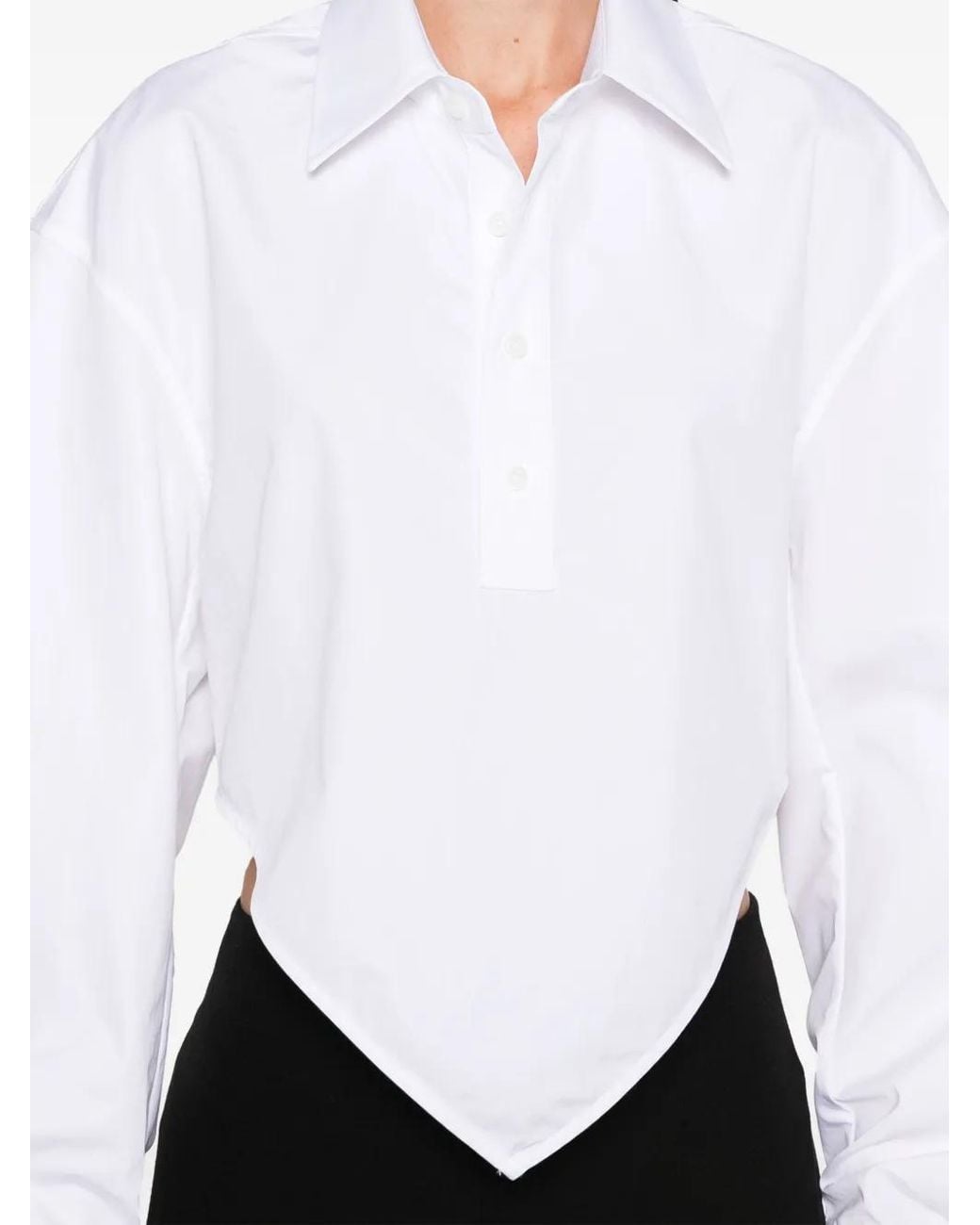 Alexander Wang White Cropped Shirt Diamond Hem