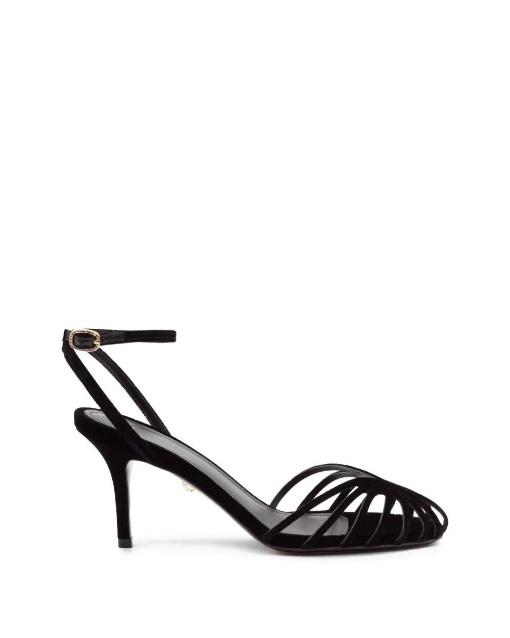 ALEVI Black Strappy Cage Sandals