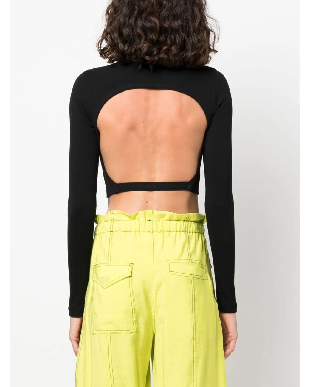 MSGM Cropped T-Shirt in het Black
