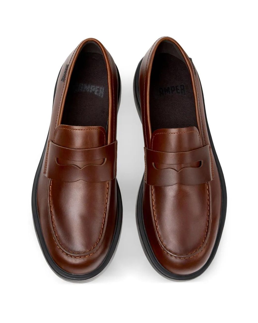 Camper Brown Dea Penny Leather Loafers for men