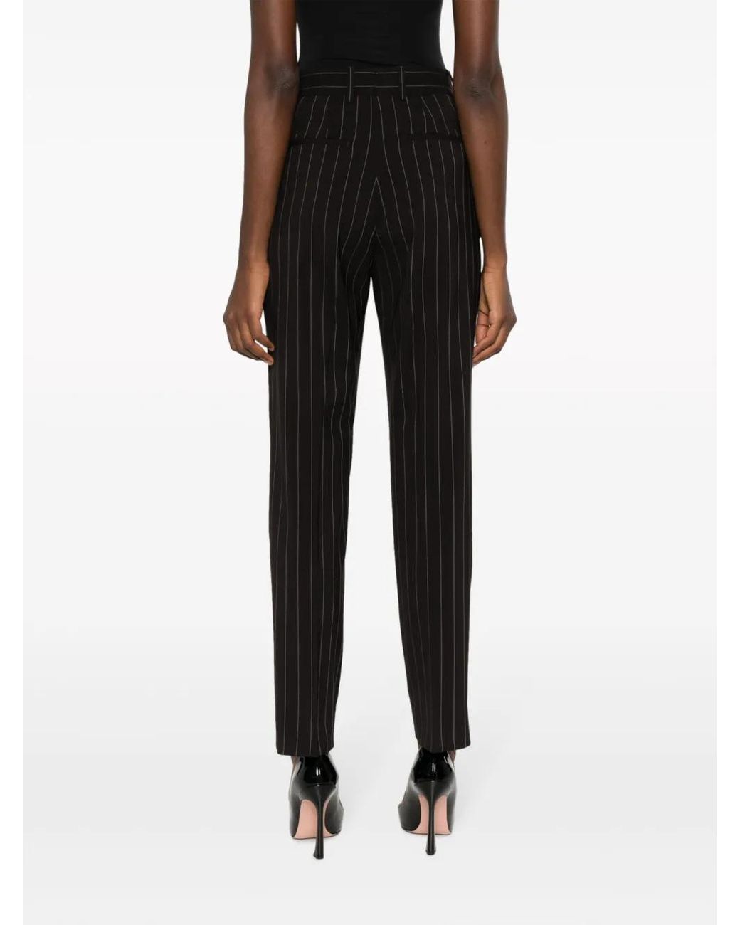 Dolce & Gabbana Black Stripe-Pattern Wool Tapered Trousers