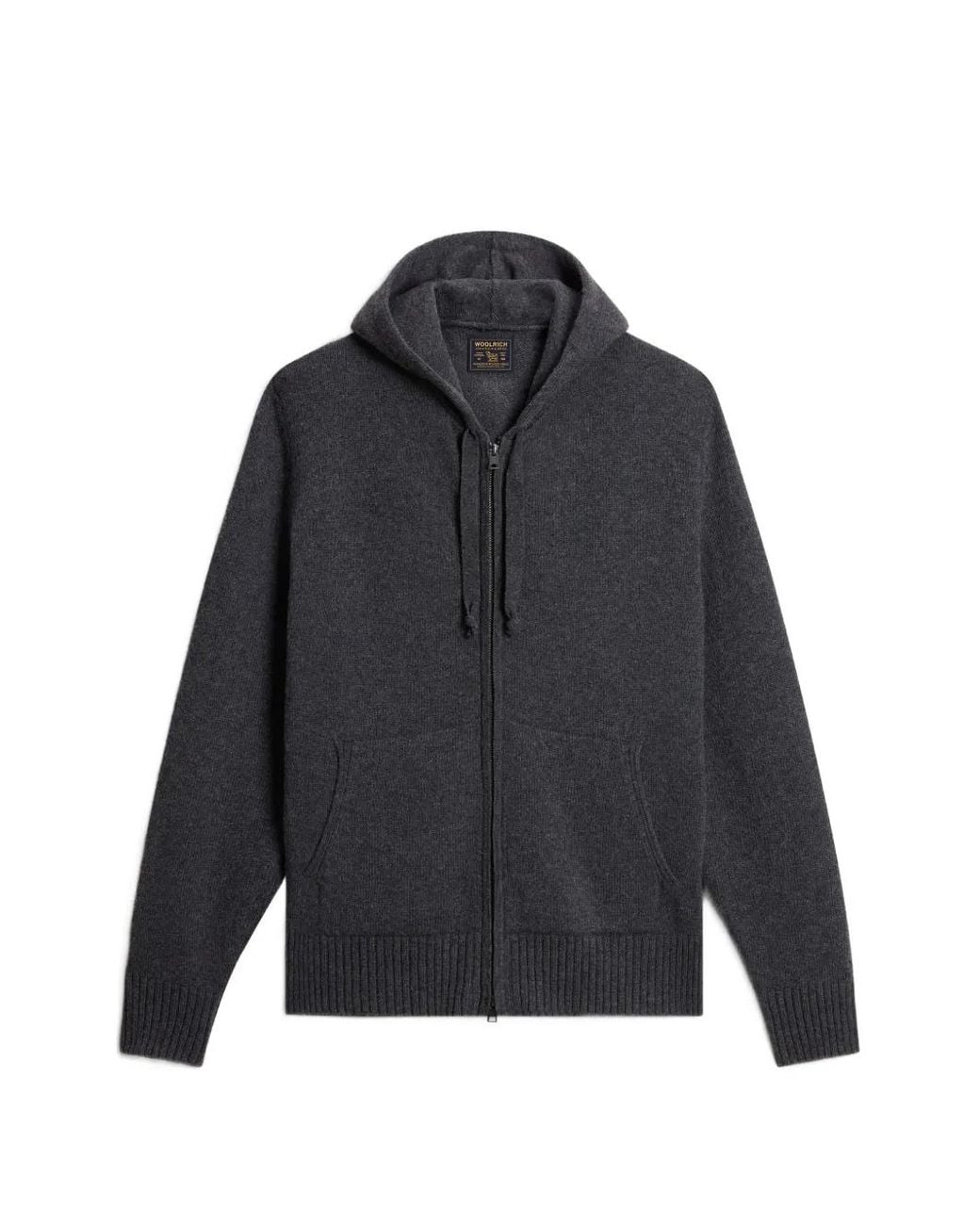 Woolrich Blue Zip-Up Knit Hoodie for men