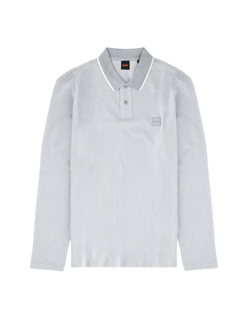 Boss White Long-Sleeve Polo Shirt for men