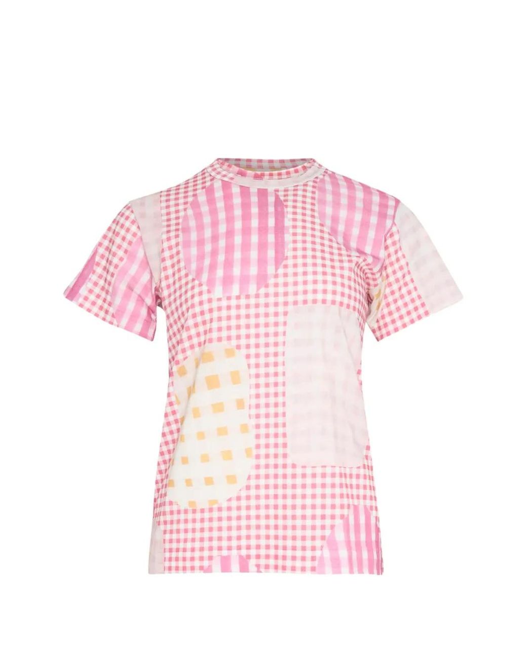Tao Comme Des Garçons Pink Gingham Patchwork T-Shirt