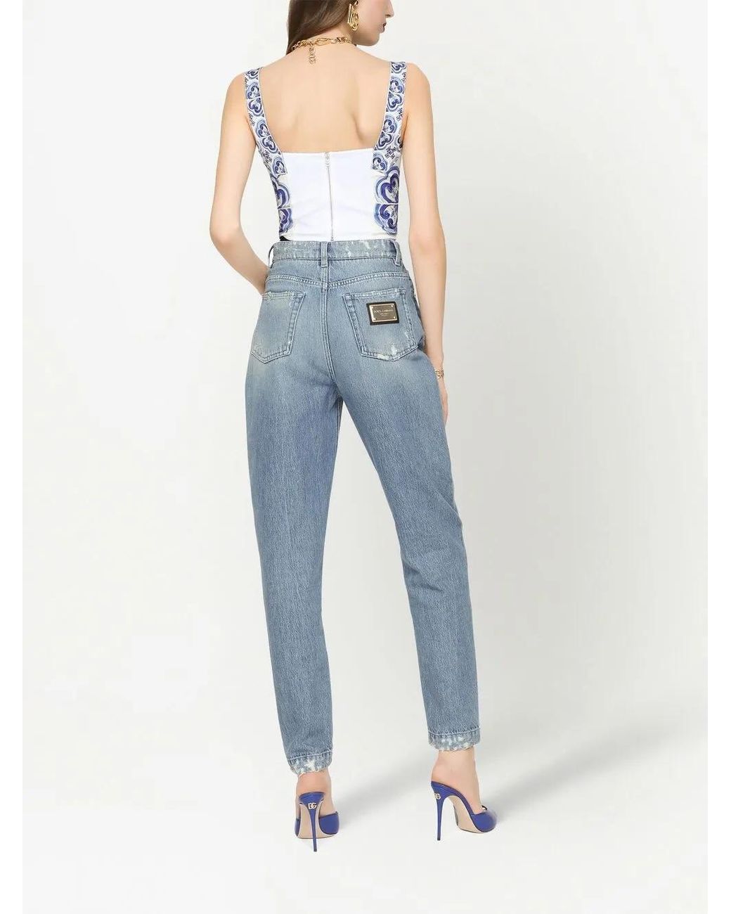 Dolce & Gabbana Blue Mini-Ripped Detail Jeans