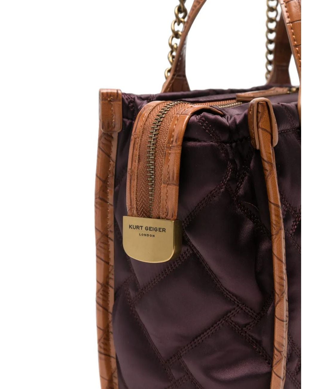 Kurt Geiger Purple Hoxton Quilted Eagle-Plaque Tote Bag
