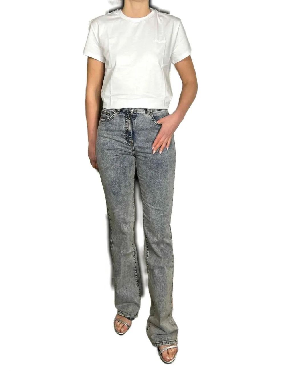 Patrizia Pepe Blue Embroidered-Pocket Jeans