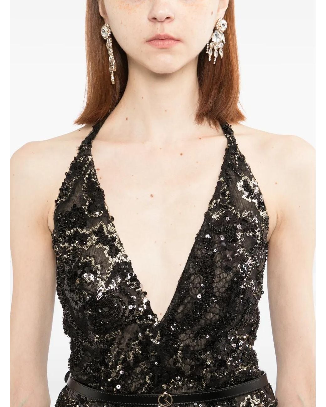 Saiid Kobeisy Black Embroidered Long Dress