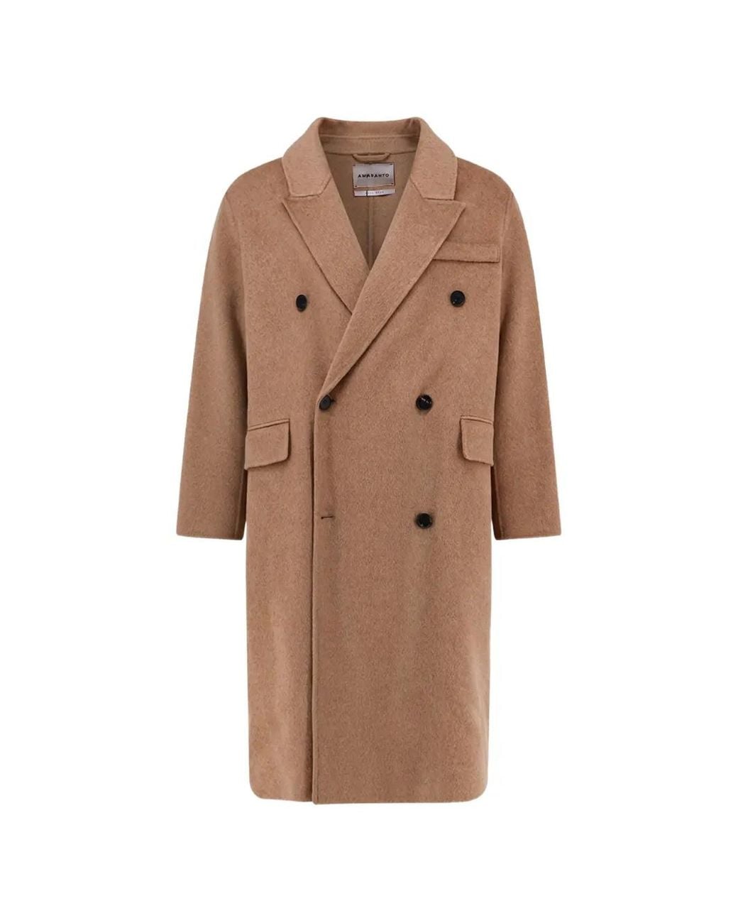 Amaranto Brown Double-Breasted Felted Coat for men