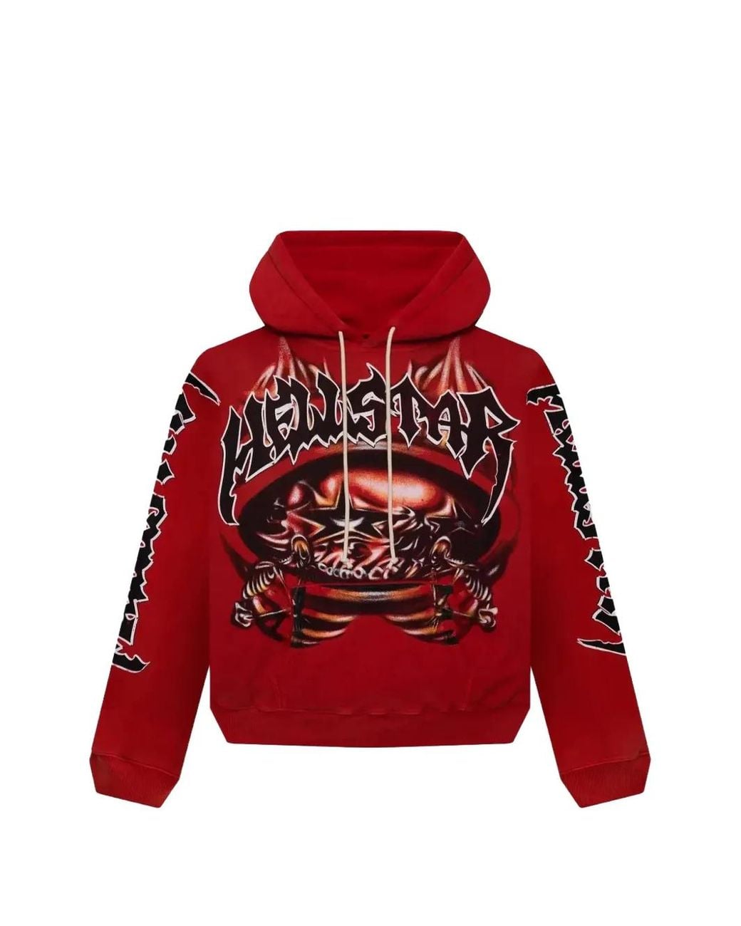 HELLSTAR Red Graphic Hooded T-Shirt for men