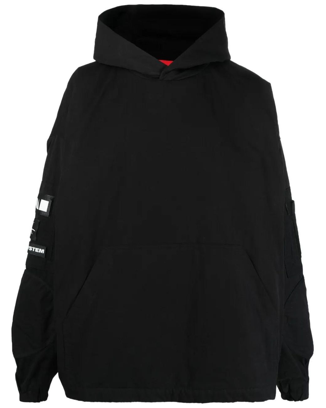 032c Black Stronger Multiple-Patch Cotton Hoodie for men
