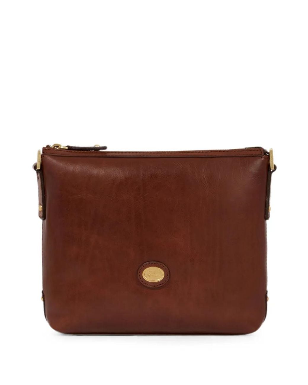 The Bridge Brown Zip-Top Leather Cross Body Bag