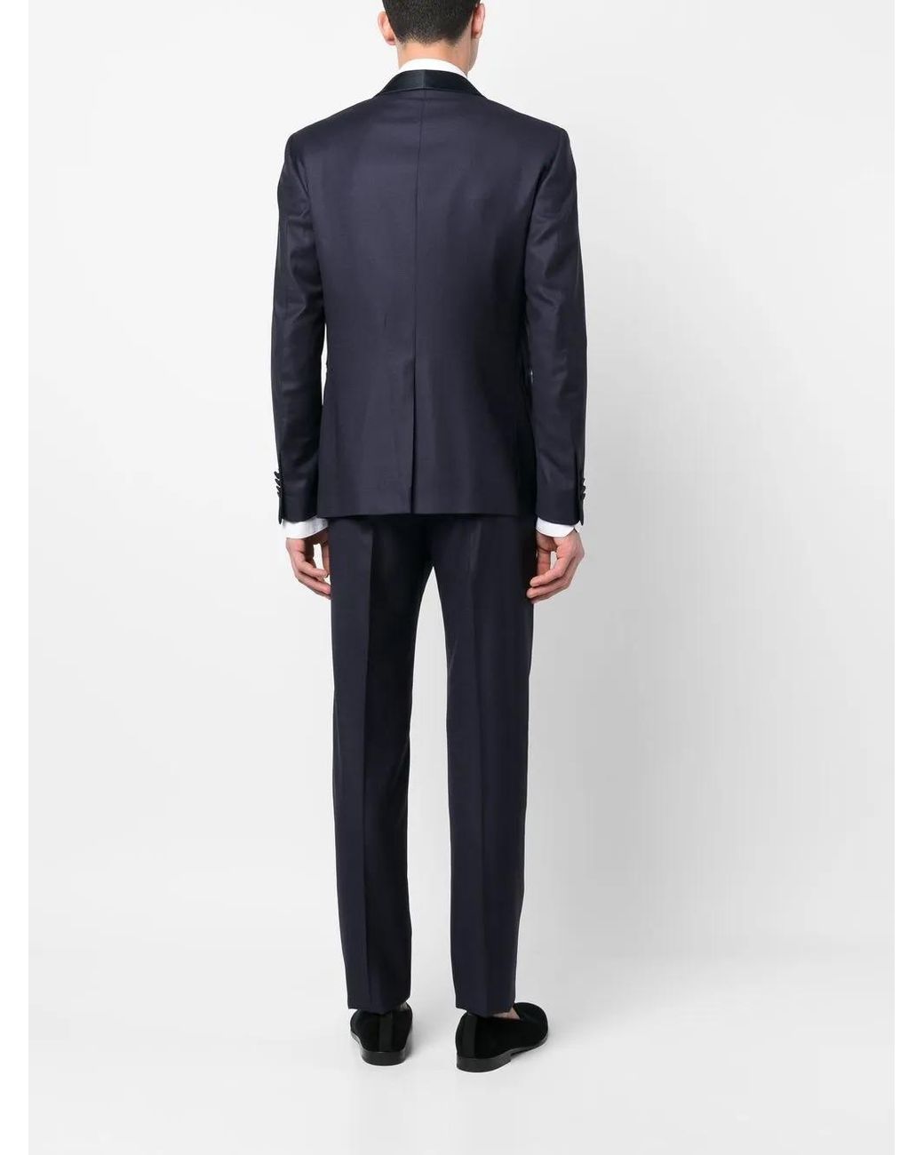 Tagliatore Blue Satin-Lapel Three-Piece Suit for men