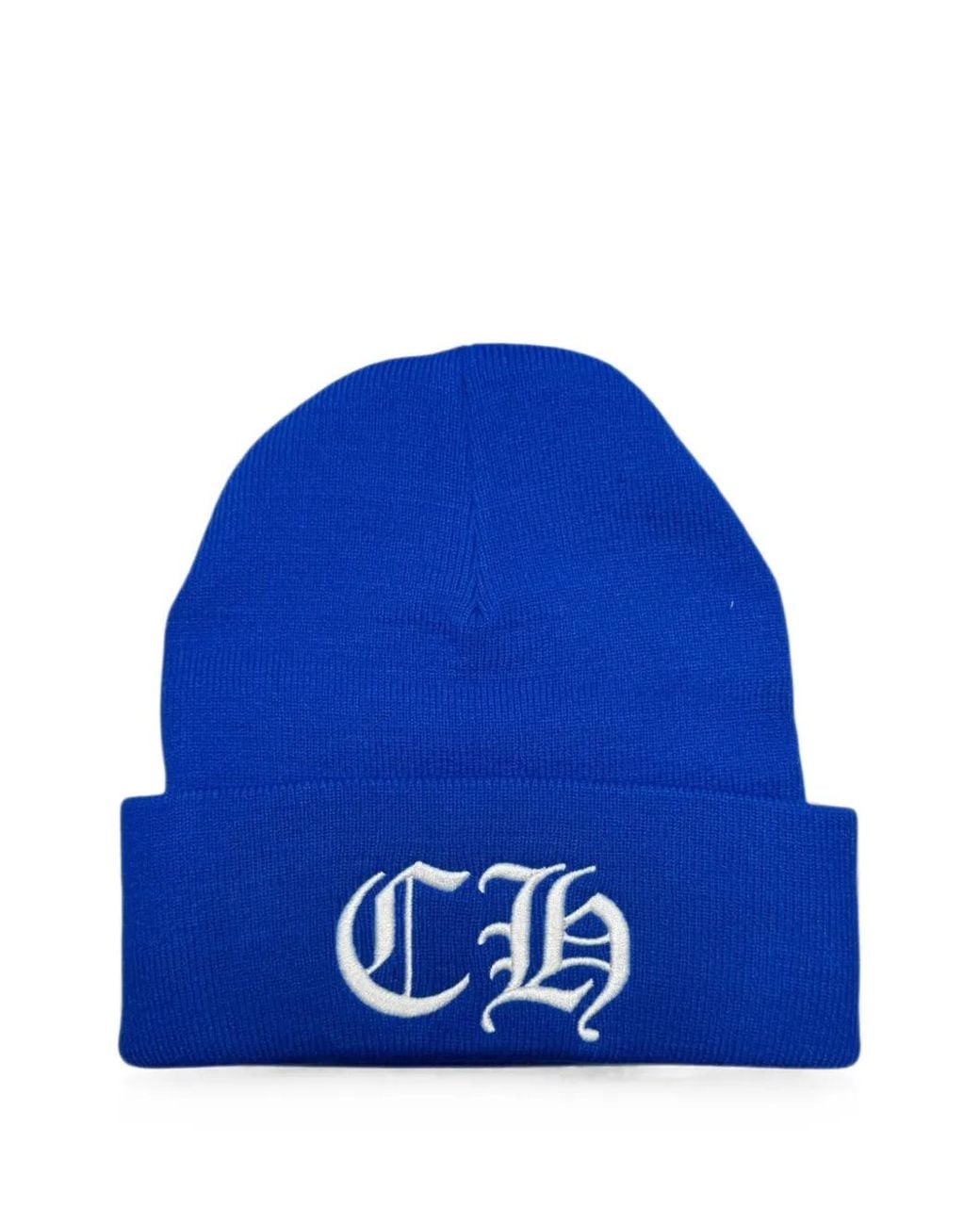 Chrome Hearts Blue Logo-Embroidered Beanie Hat for men