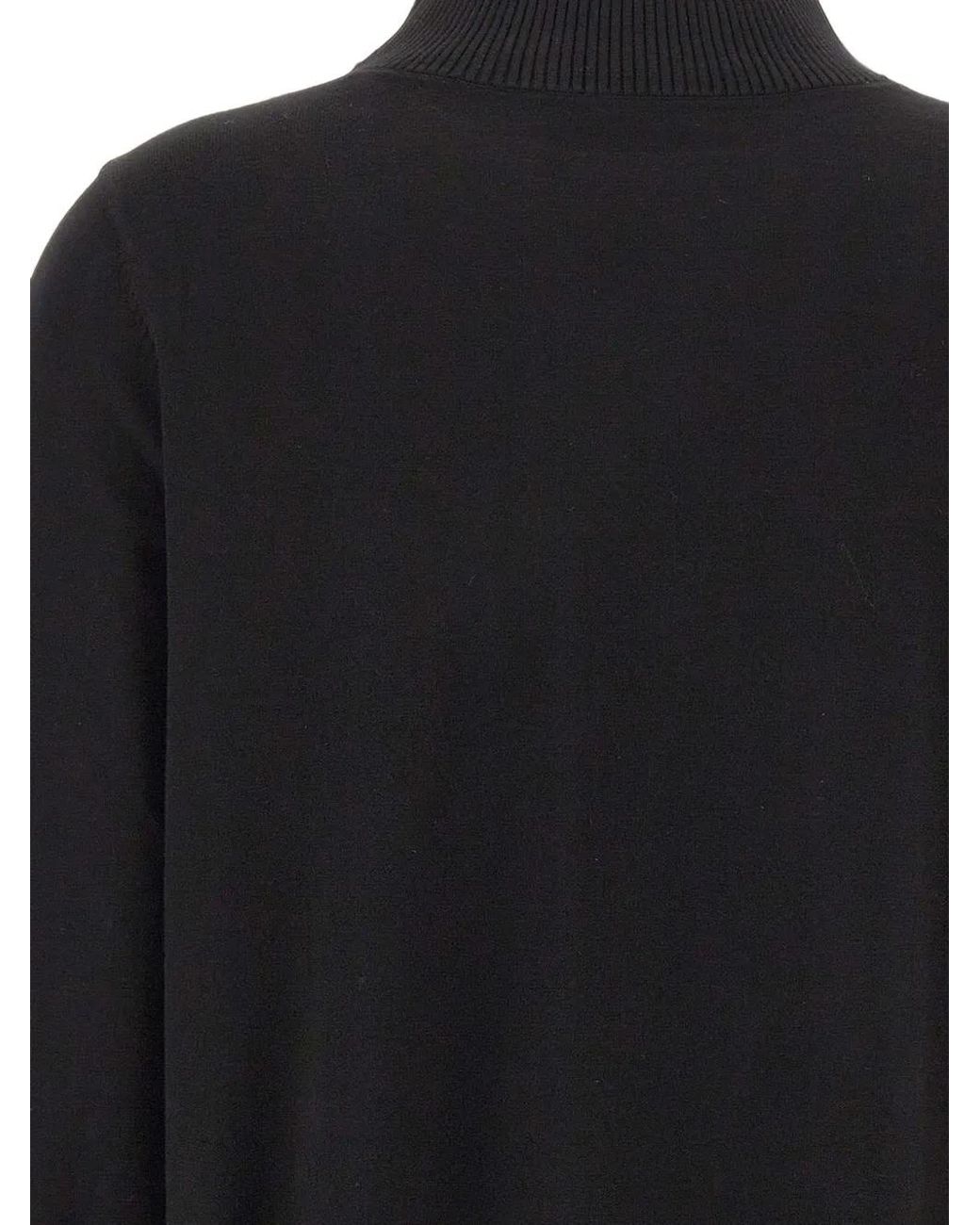 Elena Miro Black Logo-Embroidered Button-Detail Sweater