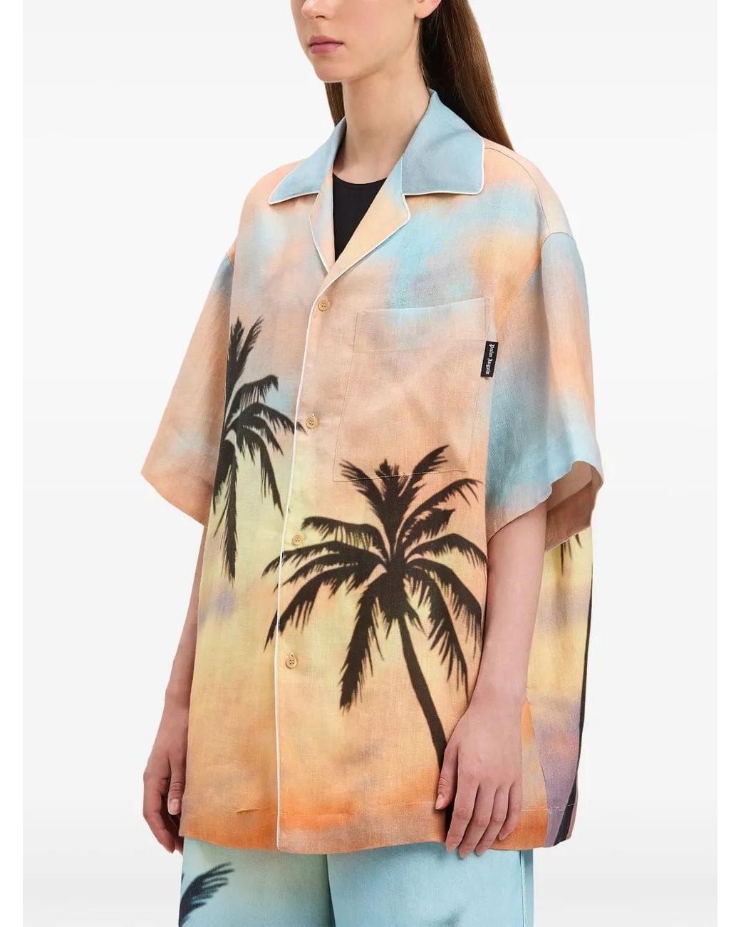 Palm Angels Pink Sunrise Bowling Shirt