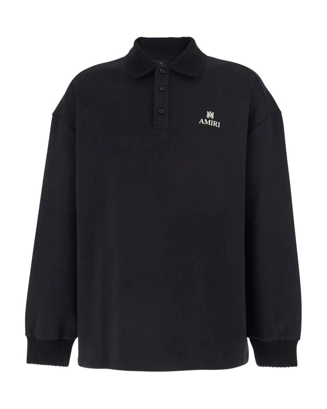 Amiri Blue Sweatshirt With Polo Neck And Front Lettering Logo for men