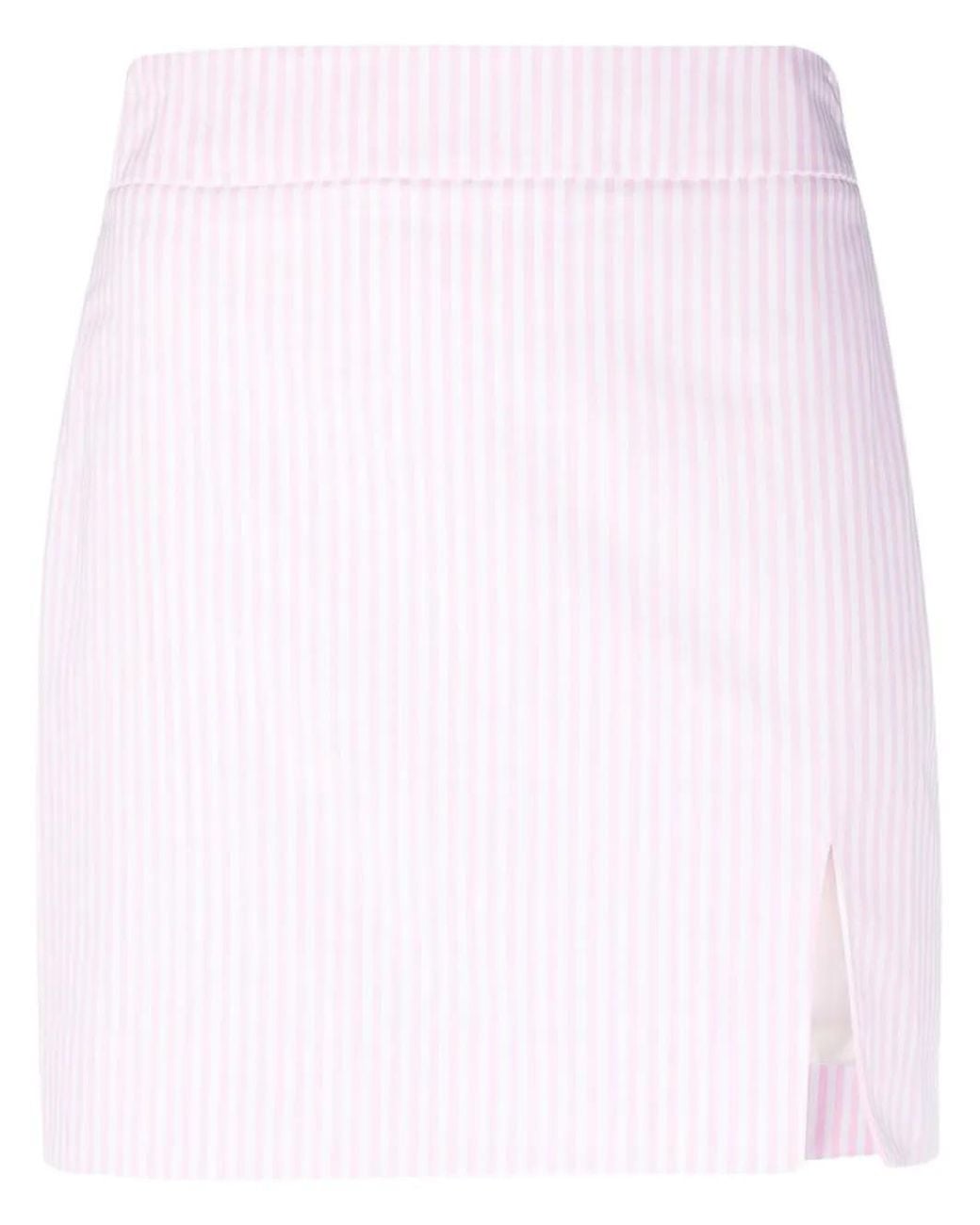 ROWEN ROSE Pink Striped Cotton Mini Skirt