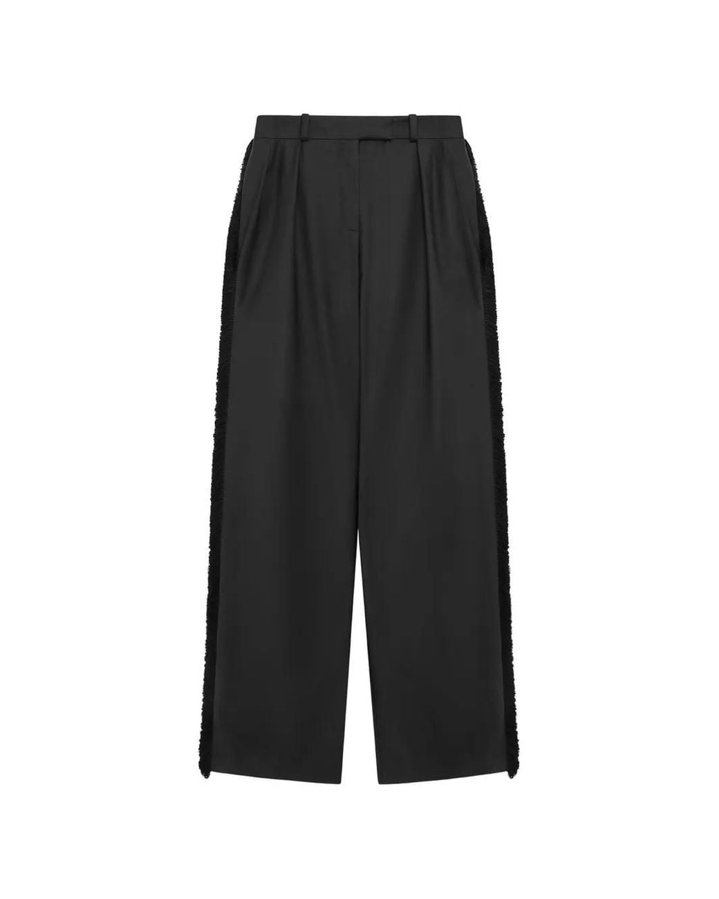 16Arlington Black Romano Fringe-Trimmed Trousers