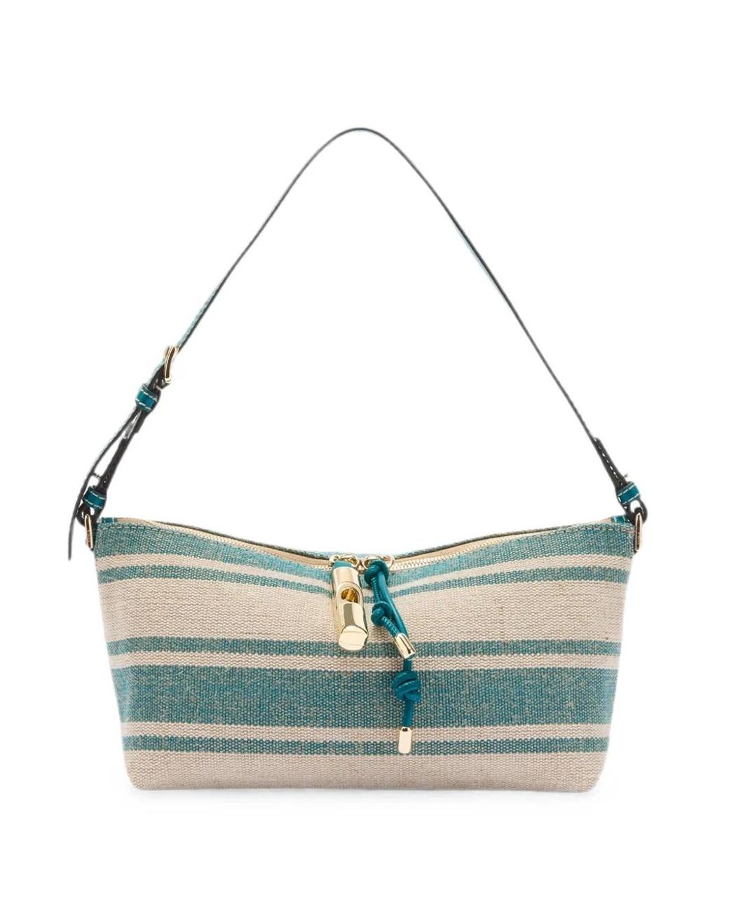 Furla Blue Debby Striped Shoulder Bag