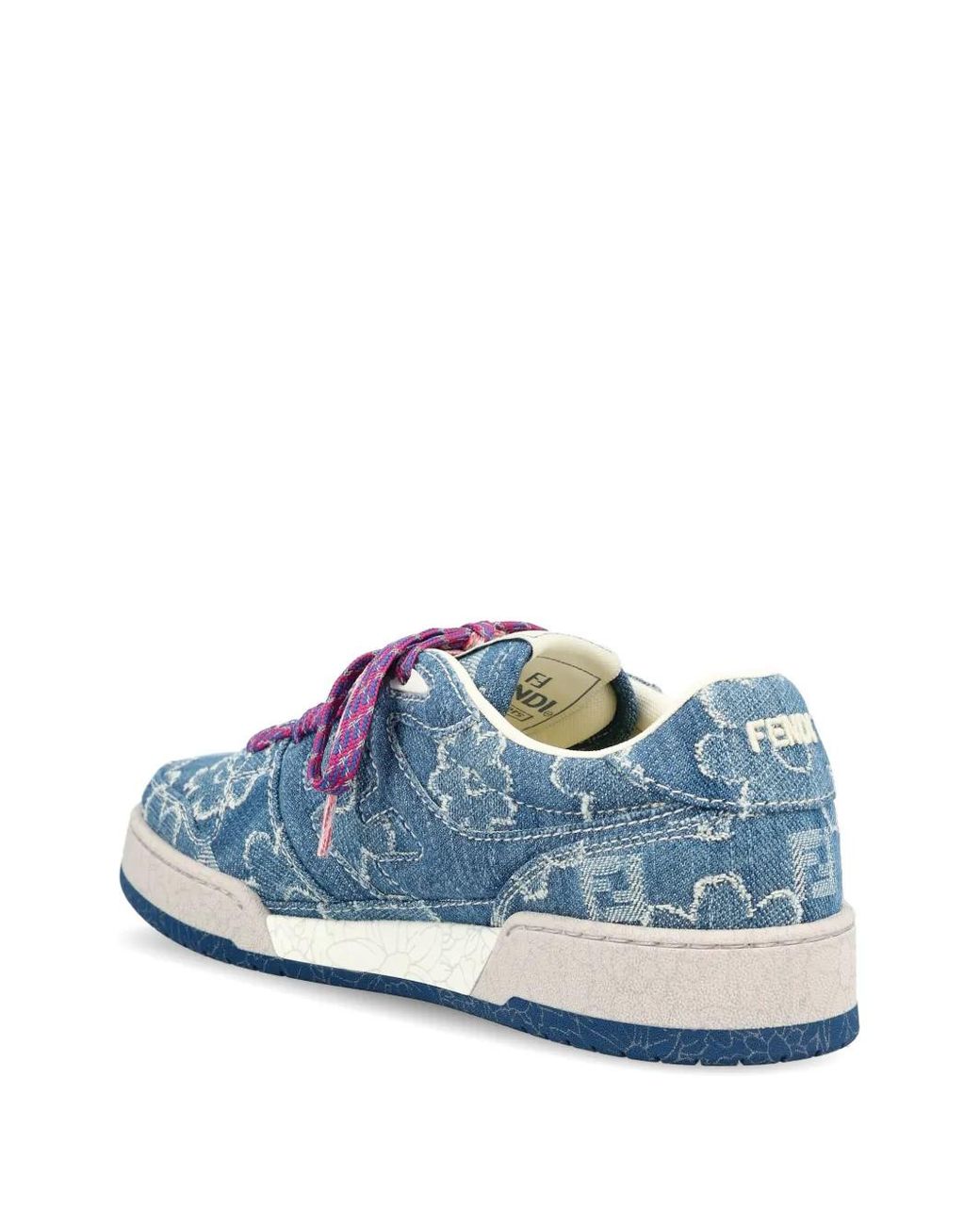 Fendi Blue Match Denim-Effect Ff Jacquard Sneakers