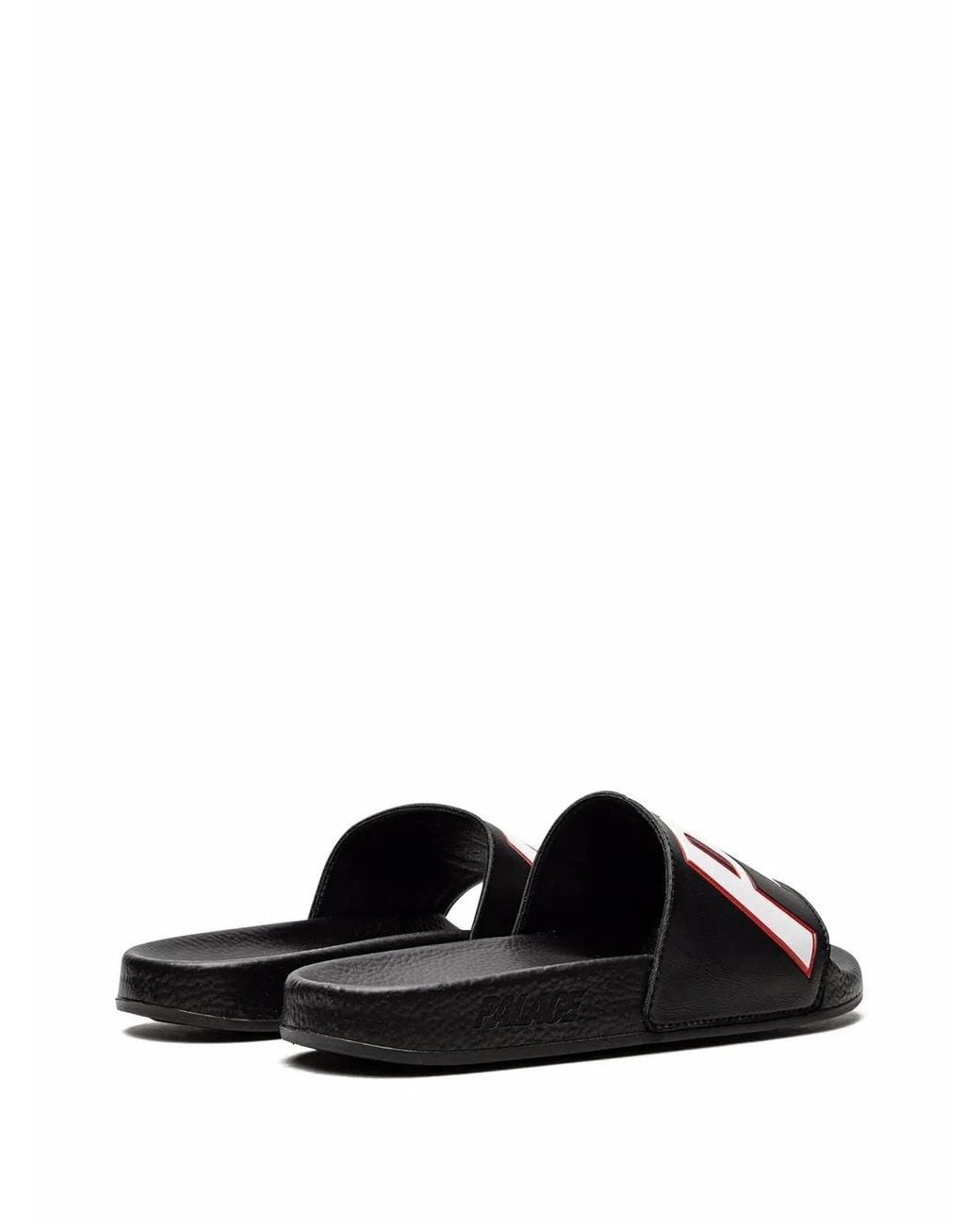 Palace Black Logo-Patch Rubber Slides for men