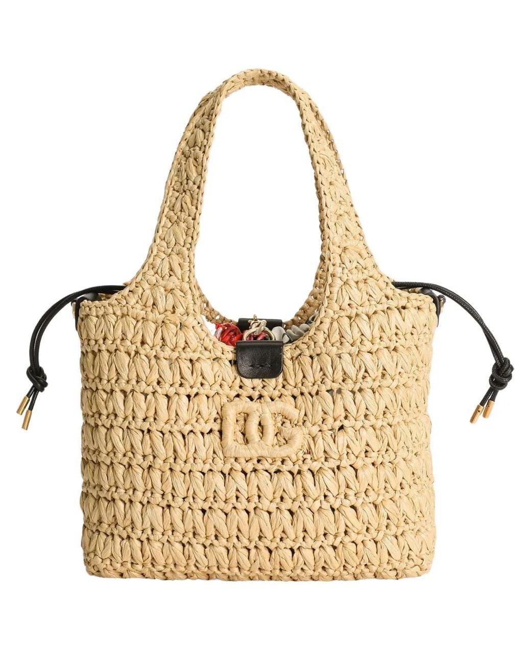 Dolce & Gabbana Natural Woven-Raffia Tote Bag