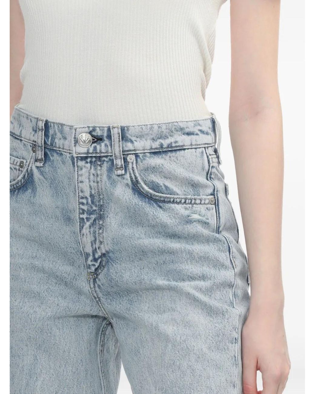 Rag & Bone Blue Shea Knee-Rip Jeans