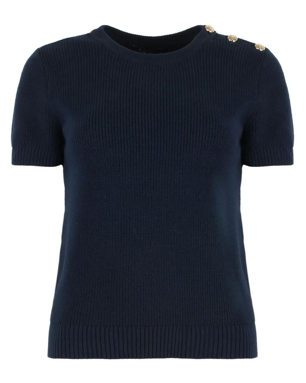 Ralph Lauren Blue Ribbed-Knit T-Shirt