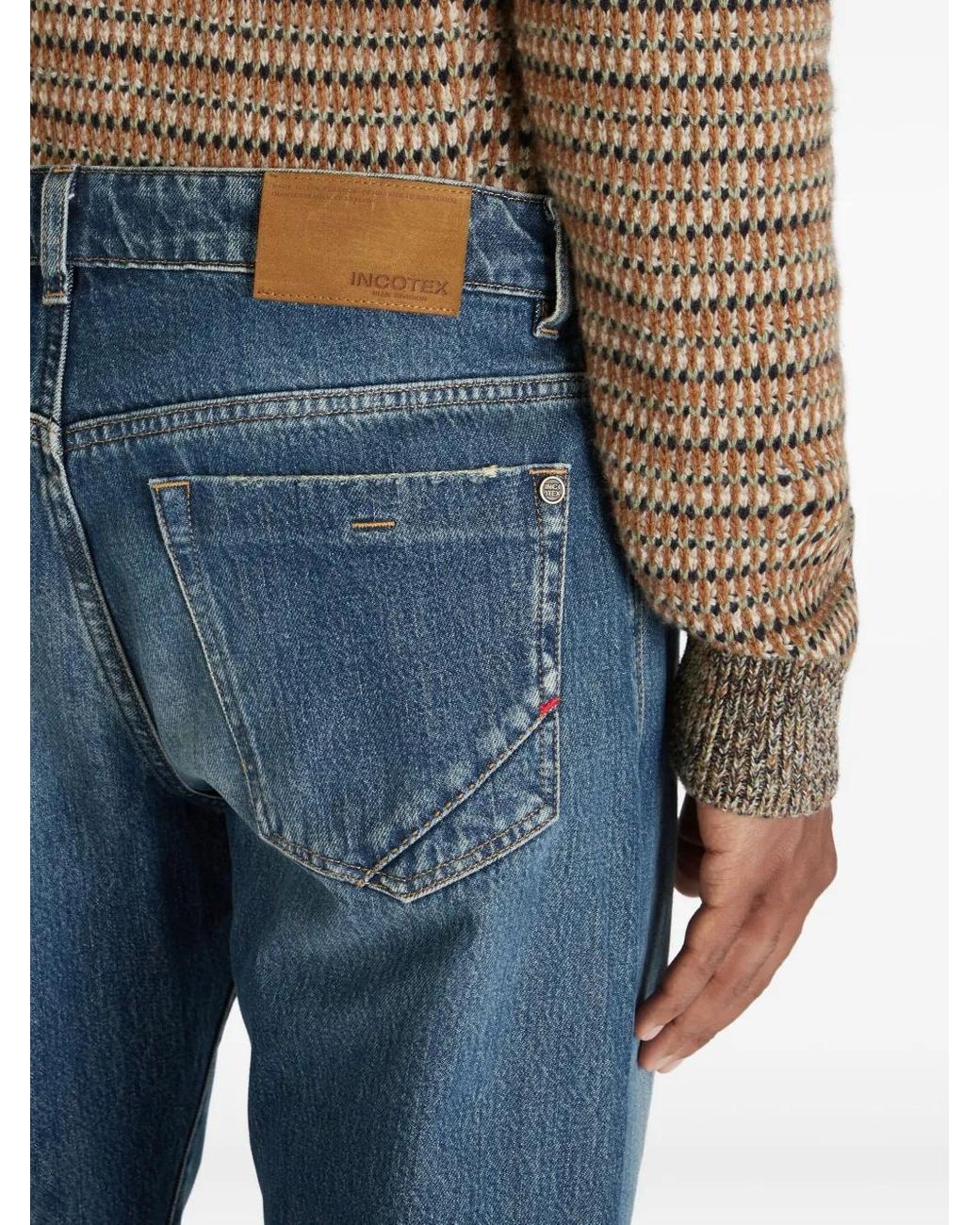 Incotex Blue Five-Pocket Cotton Jeans for men