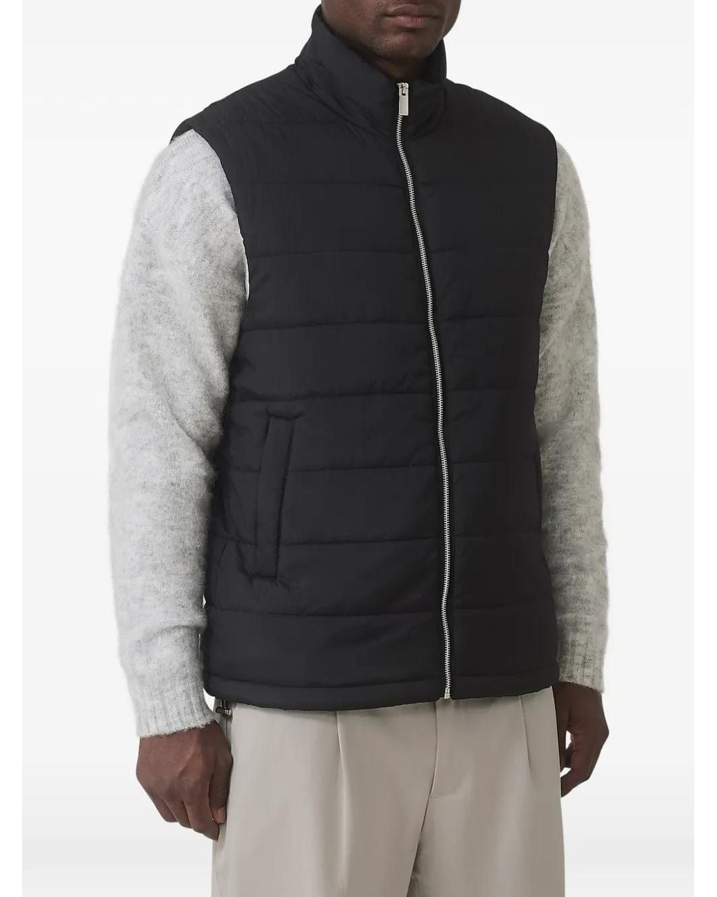 Chaleco Acolchado Con Cremallera Mauvais de hombre de color Black