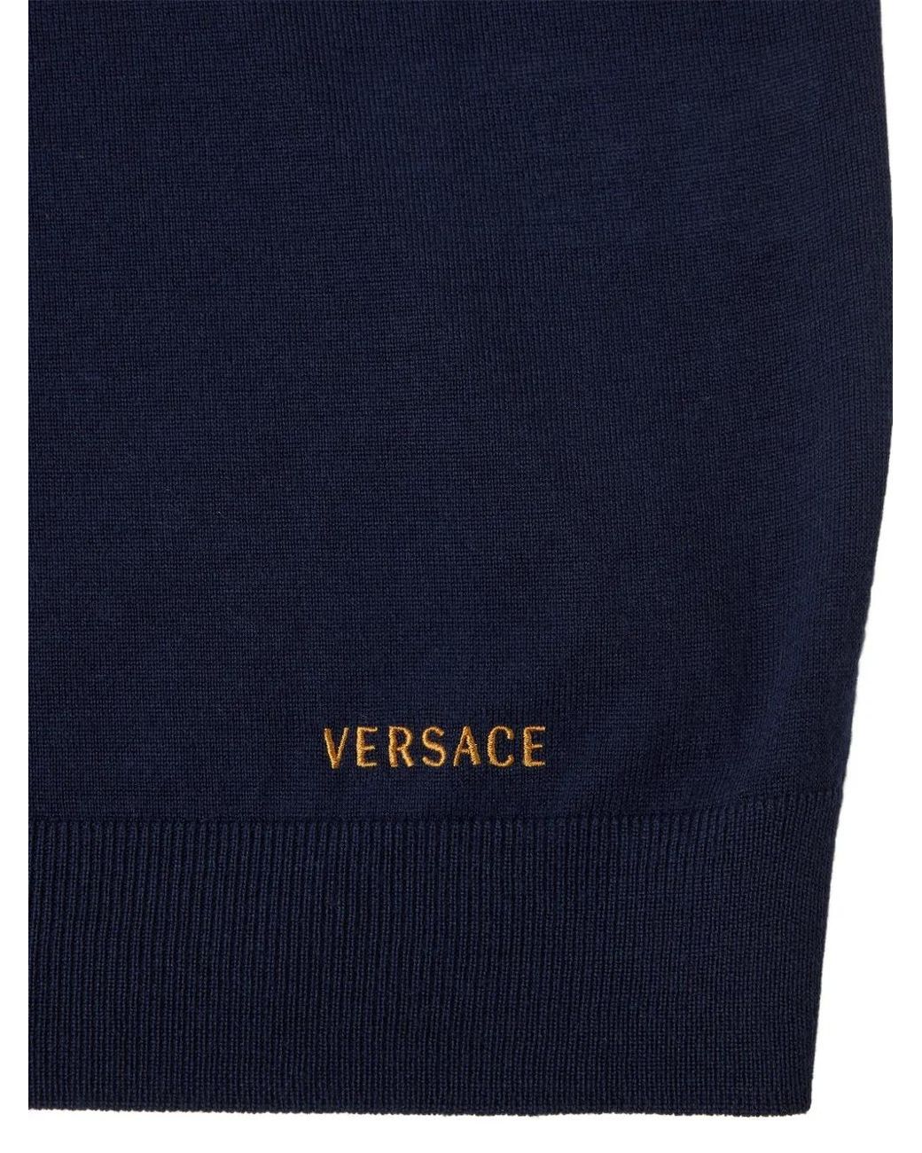 Versace Blue Chemise À Broderies for men