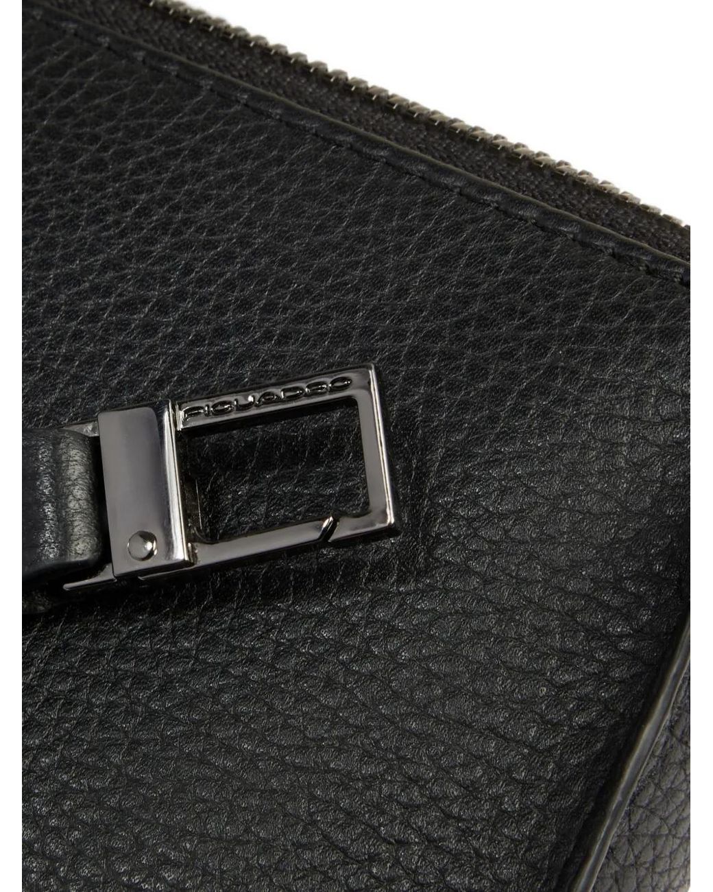 Piquadro Black Grained-Leather Clutch Bag for men