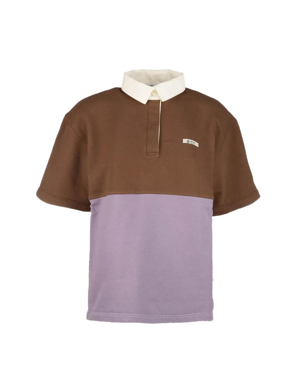 Prada Brown Panelled Short-Sleeve Shirt