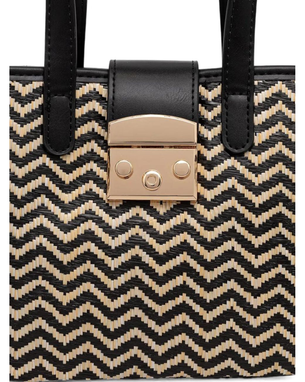 Morgan Black Zigzag-Woven Tote Bag