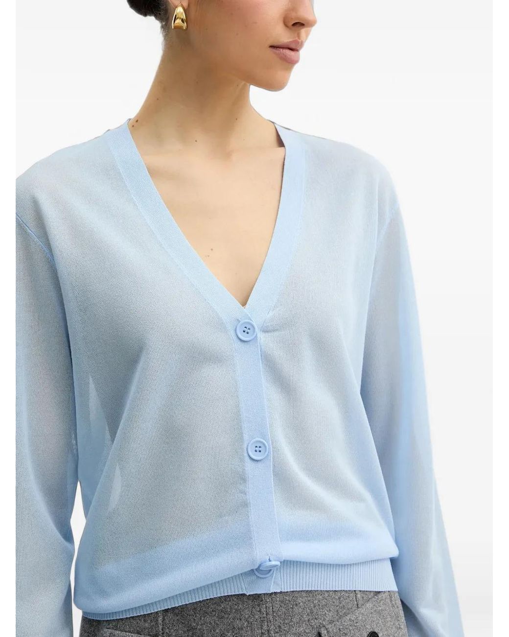Silvian Heach Blue Button V-Neck Knitwear