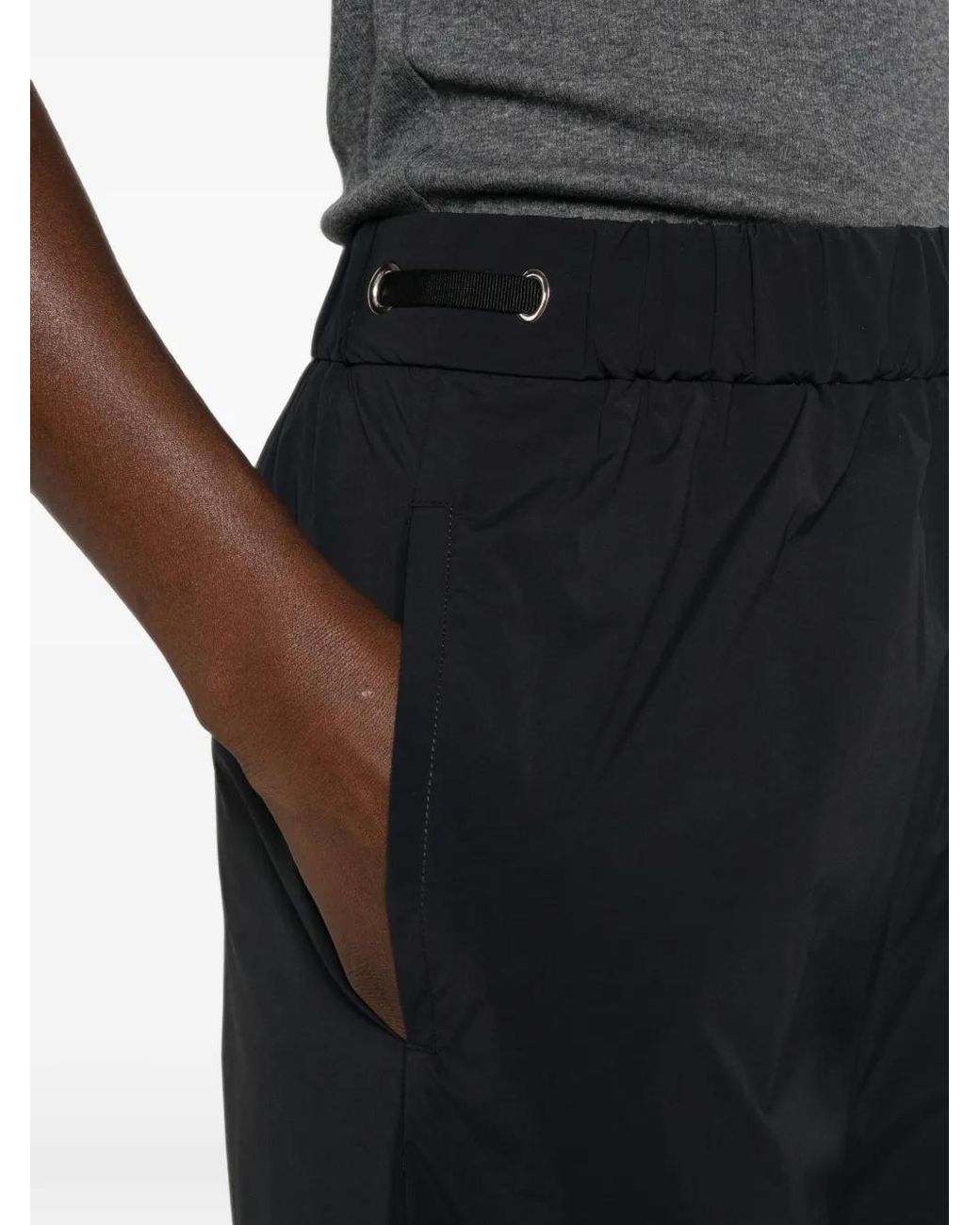 Herno Black Elasticated Wide-Leg Trousers