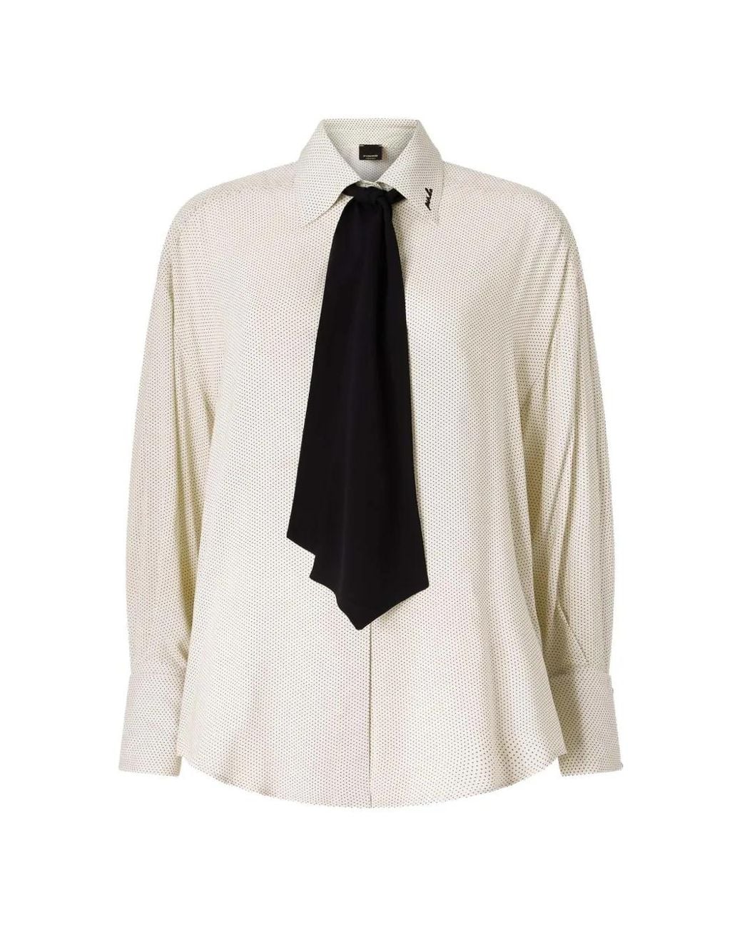 Pinko White Poplin Shirt With Removable Tie And Polka Dots