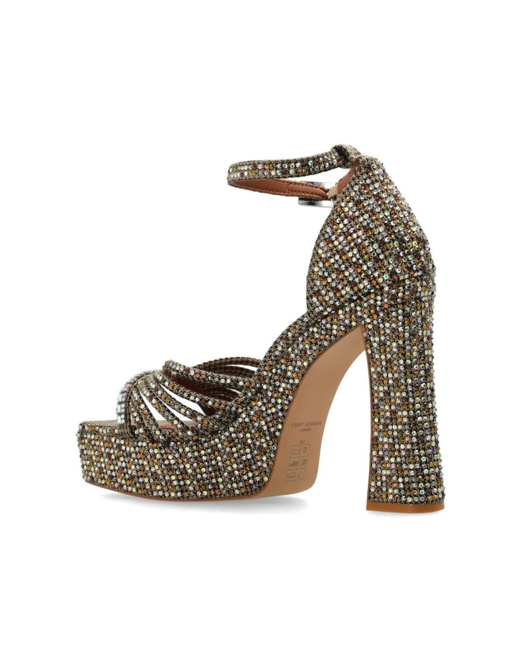 Kurt Geiger Metallic Platform Sandals "Crystal"