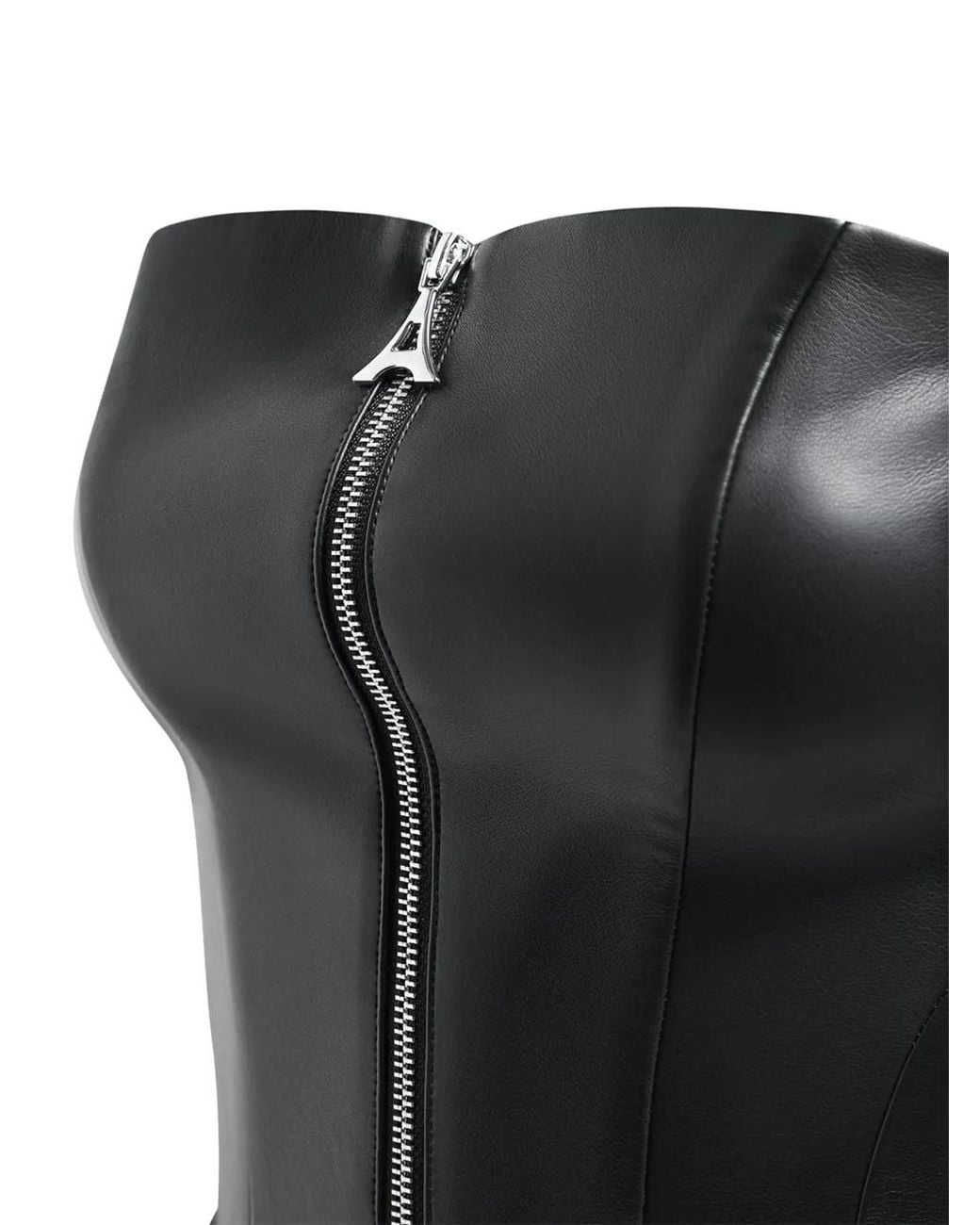 Manière De Voir Black Leather Longline Bandeau Top