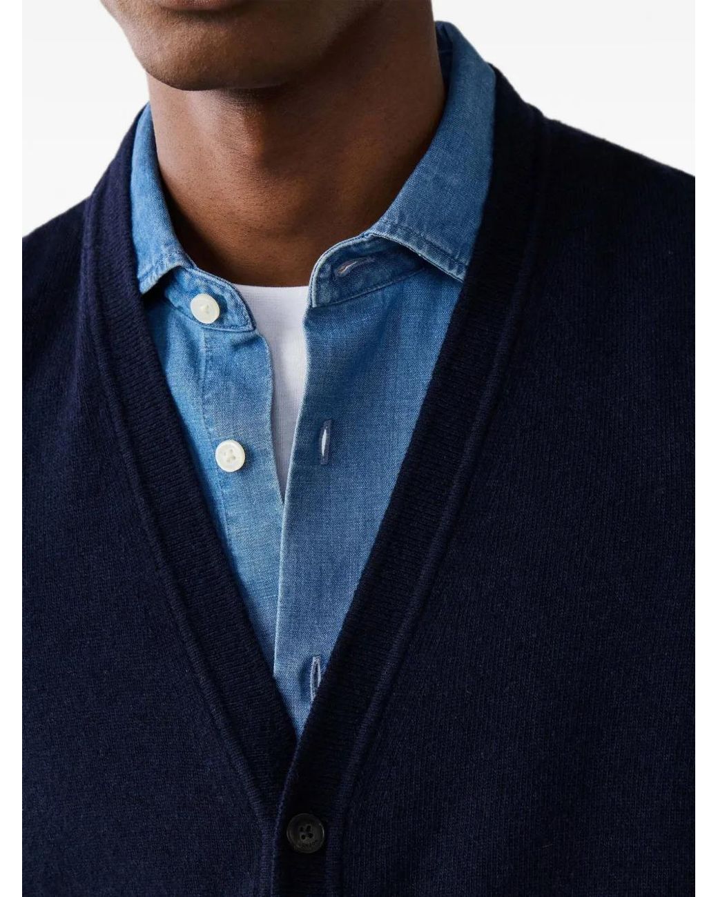 Hackett Blue Button-Up Knitted Vest for men